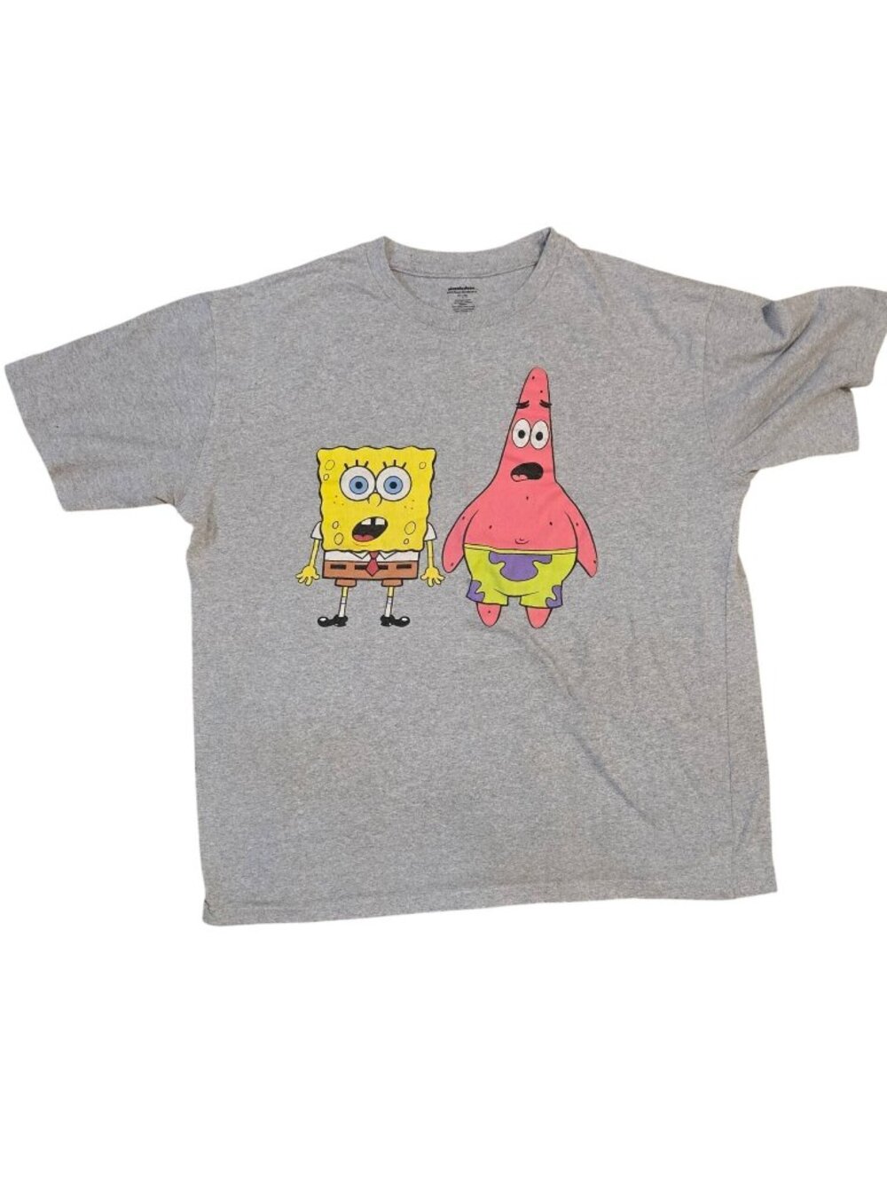 Nickelodeon 2020 SpongeBob Patrick Graphic Gray T Shirt Large Shocked faces